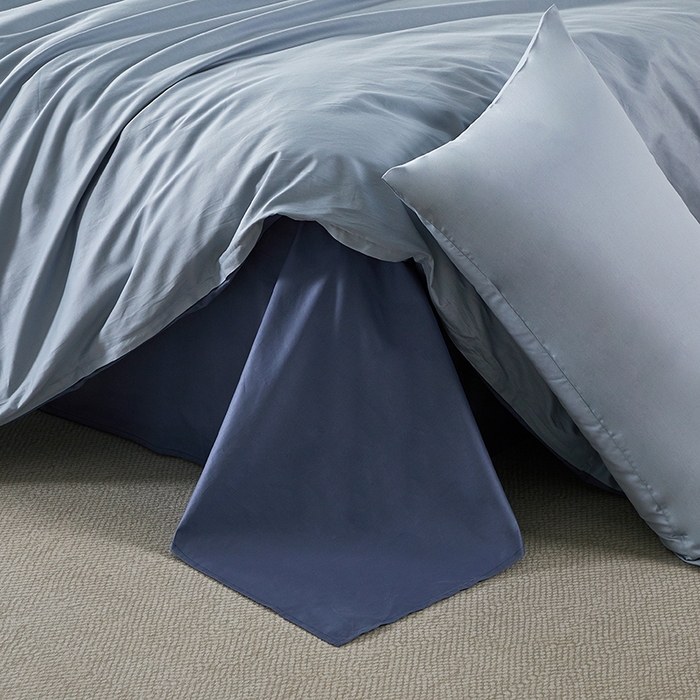 91家纺网 家纺一手货源 找家纺 有点武功 2026新款全棉纯棉40支13372纯色双拼四件套 天青色+宾利蓝