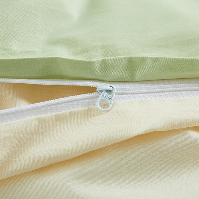 91家纺网 家纺一手货源 找家纺 有点武功 2026新款全棉纯棉40支13372纯色双拼四件套 清新绿+奶白