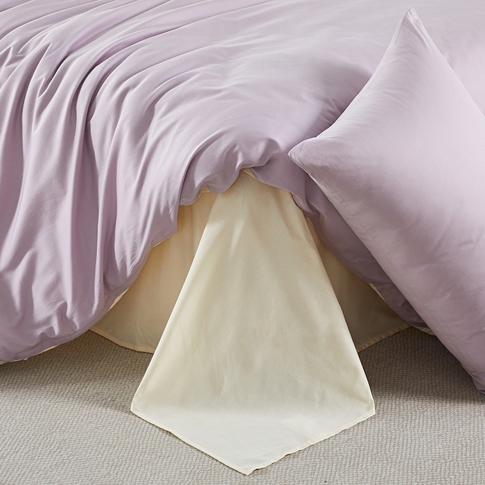 91家纺网 家纺一手货源 找家纺 有点武功 2026新款全棉纯棉40支13372纯色双拼四件套 绝绝紫+奶白