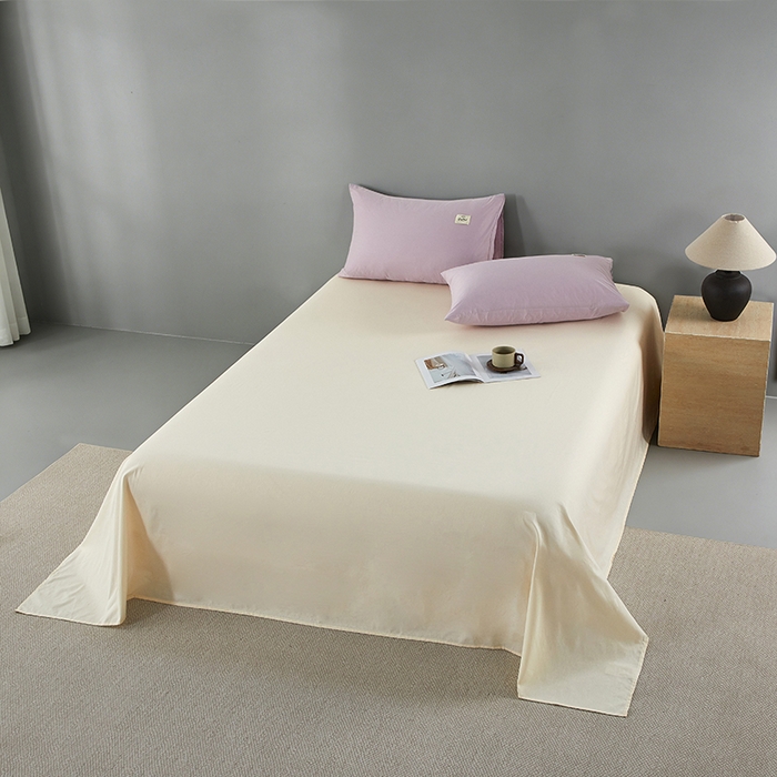 91家纺网 家纺一手货源 找家纺 有点武功 2026新款全棉纯棉40支13372纯色双拼四件套 绝绝紫+奶白