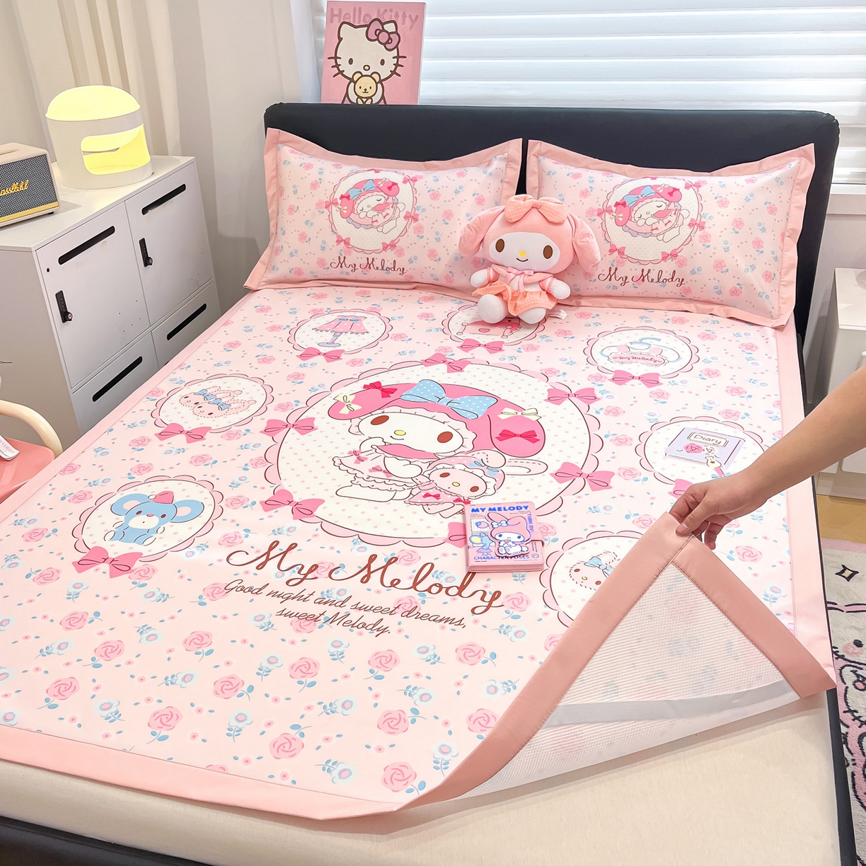 91家纺网 家纺一手货源 找家纺 暮思家居 2026新款正版授权A类大版数码印花三丽鸥可组合仿锦氨夏被夏凉被空调被 花园美乐蒂