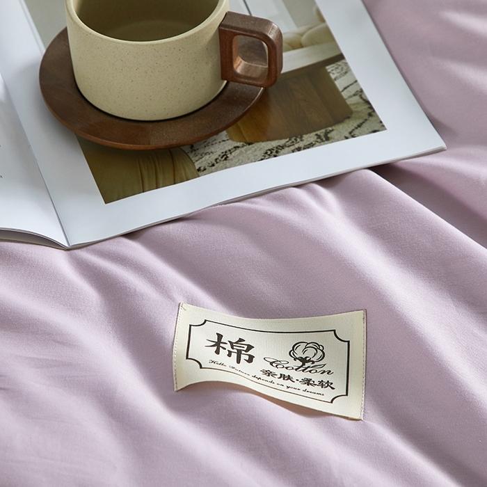 91家纺网 家纺一手货源 找家纺 有点武功 2026新款全棉纯棉40支13372纯色双拼四件套 绝绝紫+奶白