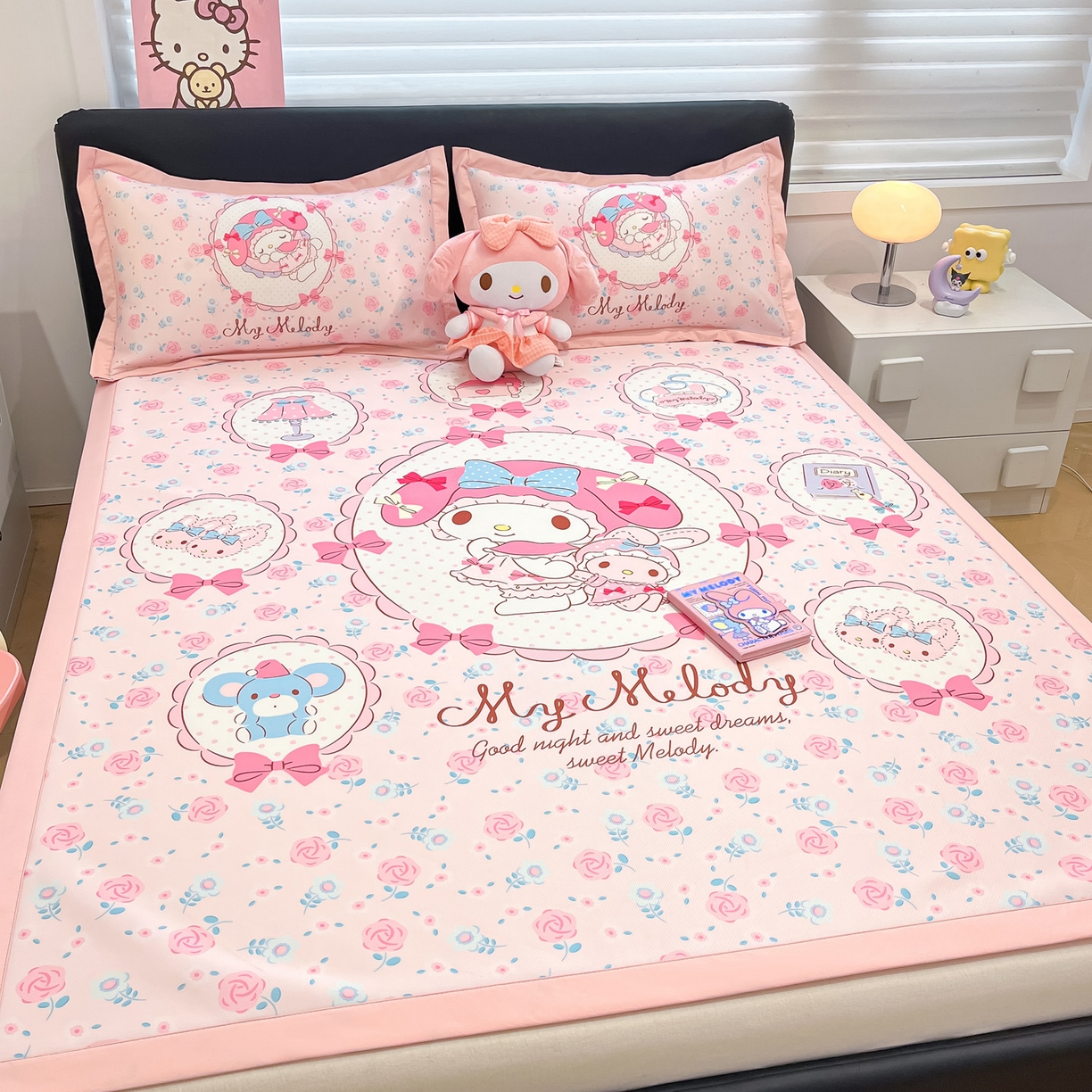 91家纺网 家纺一手货源 找家纺 暮思家居 2026新款正版授权A类大版数码印花三丽鸥可组合仿锦氨夏被夏凉被空调被 花园美乐蒂