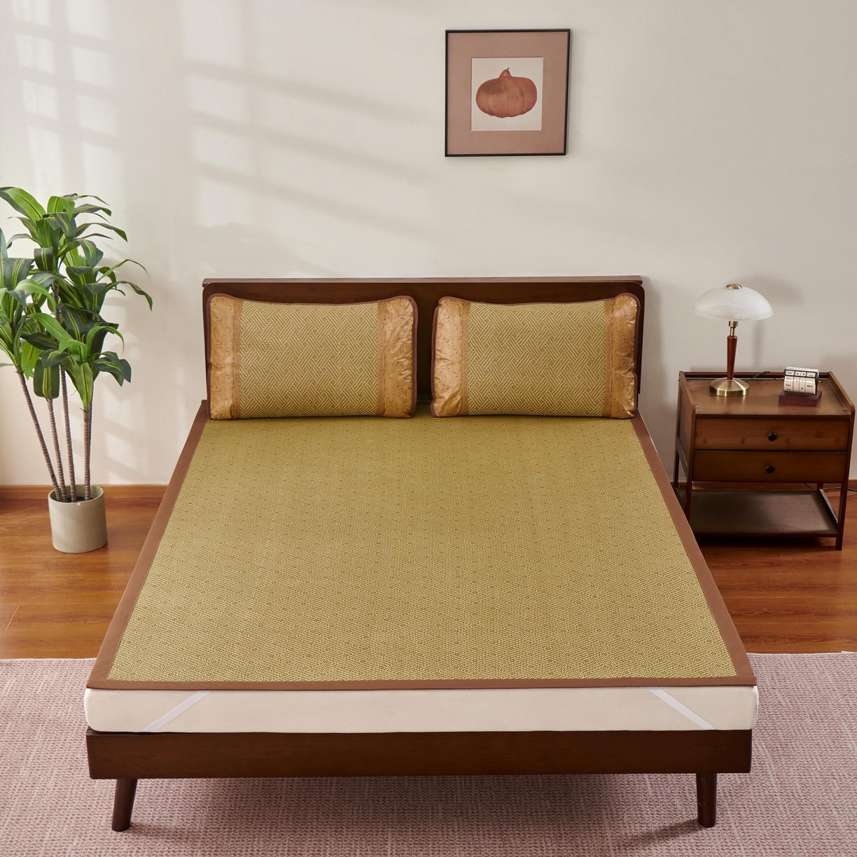 91家纺网 家纺一手货源 找家纺 永旺家纺 2026新款凉感全包双面御藤席席子凉席 饼干花