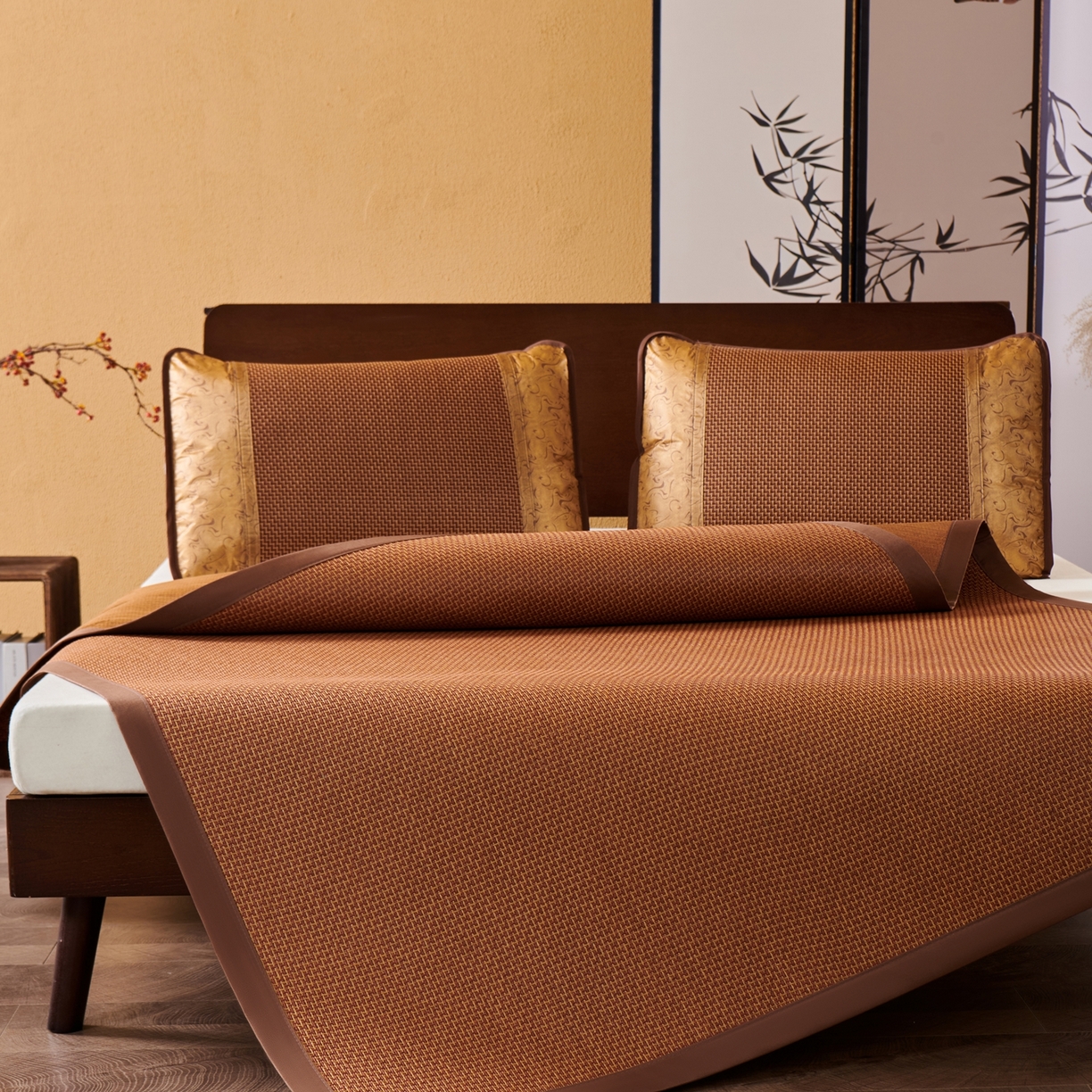 91家纺网 家纺一手货源 找家纺 永旺家纺 2026新款凉感全包双面御藤席席子凉席 步步高