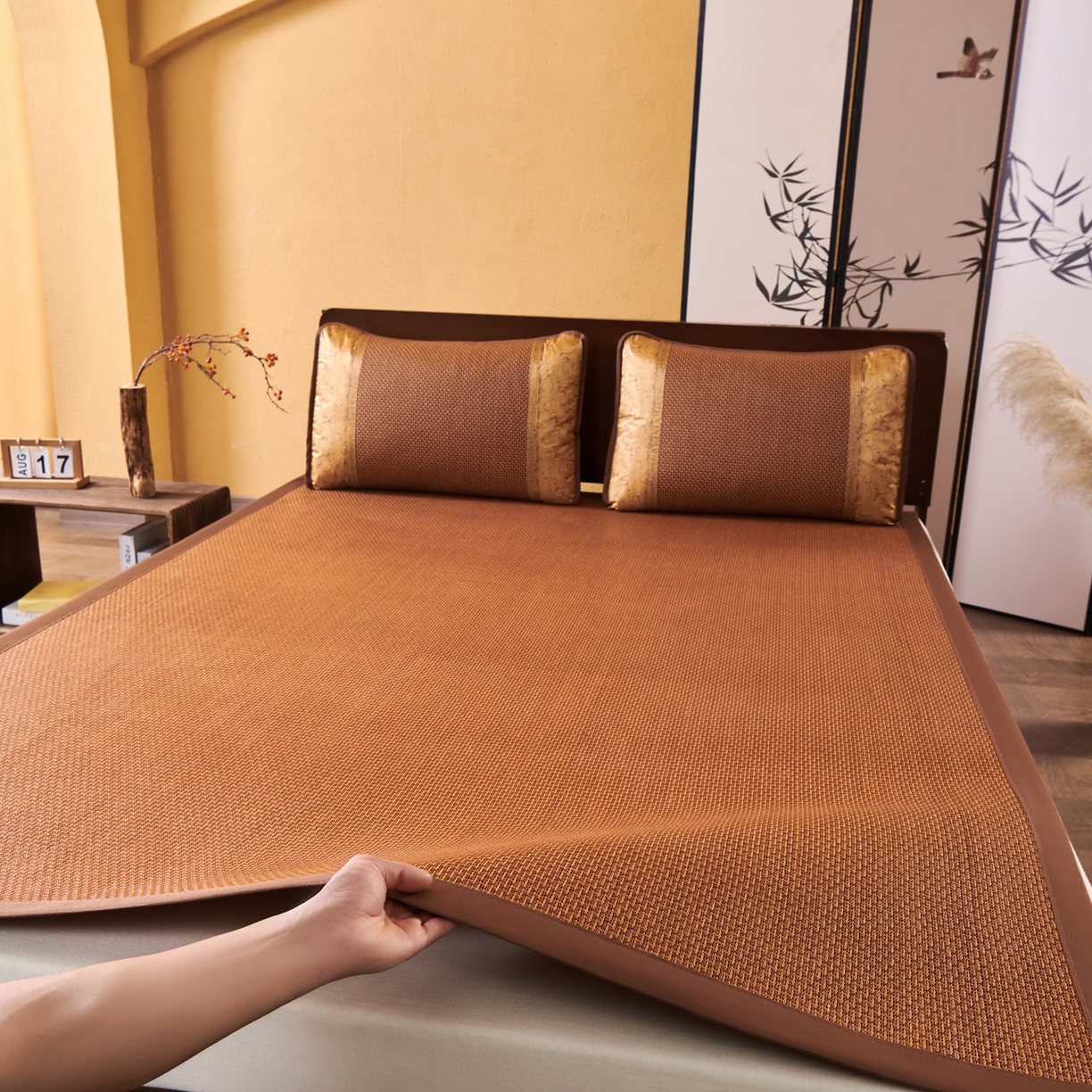 91家纺网 家纺一手货源 找家纺 永旺家纺 2026新款凉感全包双面御藤席席子凉席 步步高