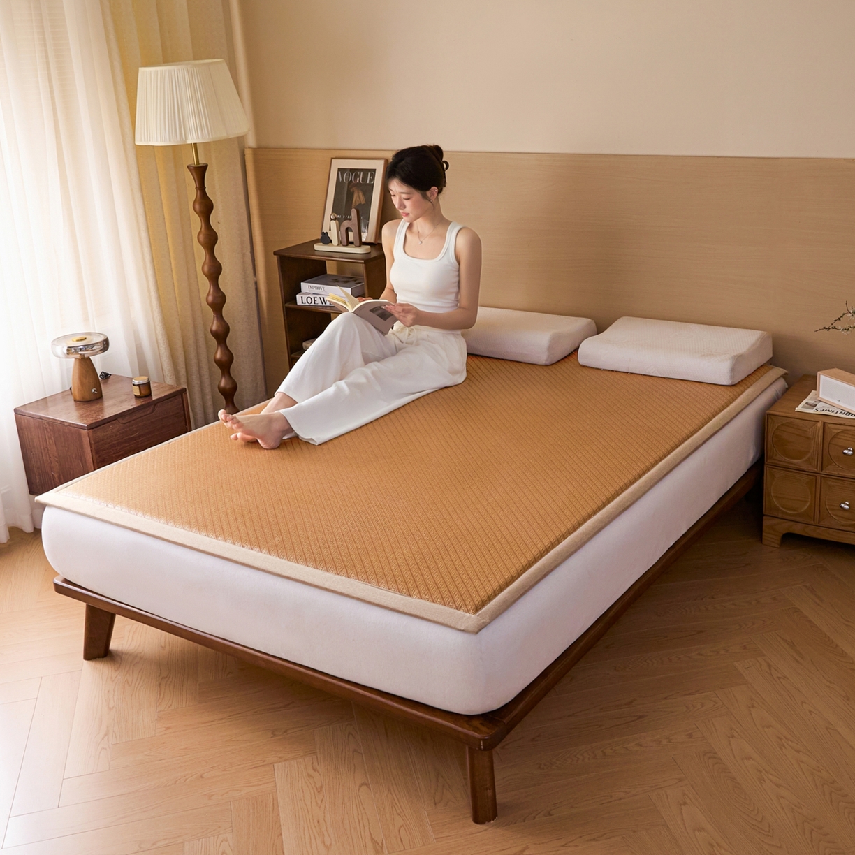 91家纺网 家纺一手货源 找家纺 永旺家纺 2026新款多功能凉感冰藤床垫席子凉席 流纹藤席