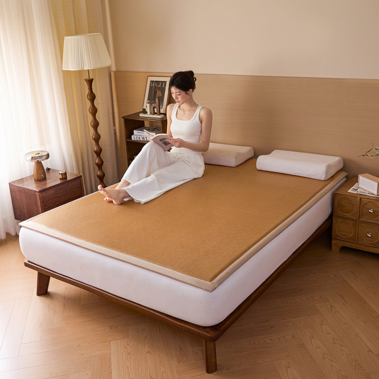 91家纺网 家纺一手货源 找家纺 永旺家纺 2026新款多功能凉感冰藤床垫席子凉席 方序藤席