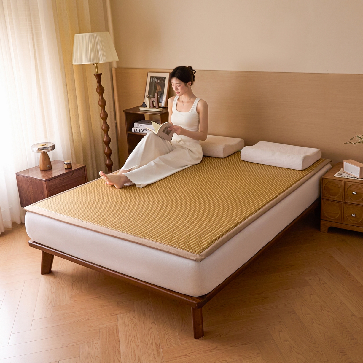 91家纺网 家纺一手货源 找家纺 永旺家纺 2026新款多功能凉感冰藤床垫席子凉席 素织藤席