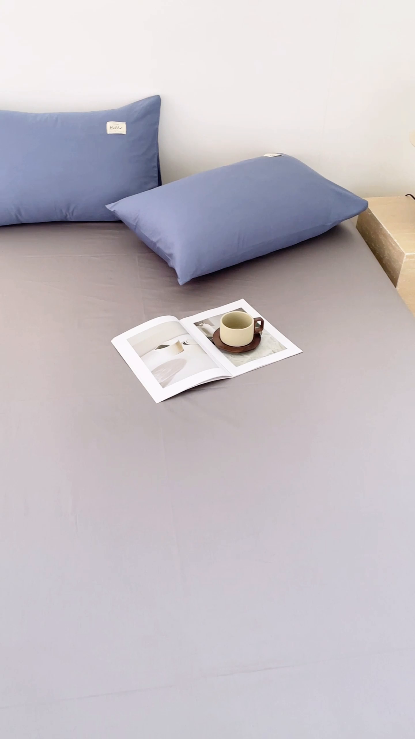 91家纺网 家纺一手货源 找家纺 有点武功 2026新款全棉纯棉40支13372纯色双拼四件套 宾利蓝+绅士灰