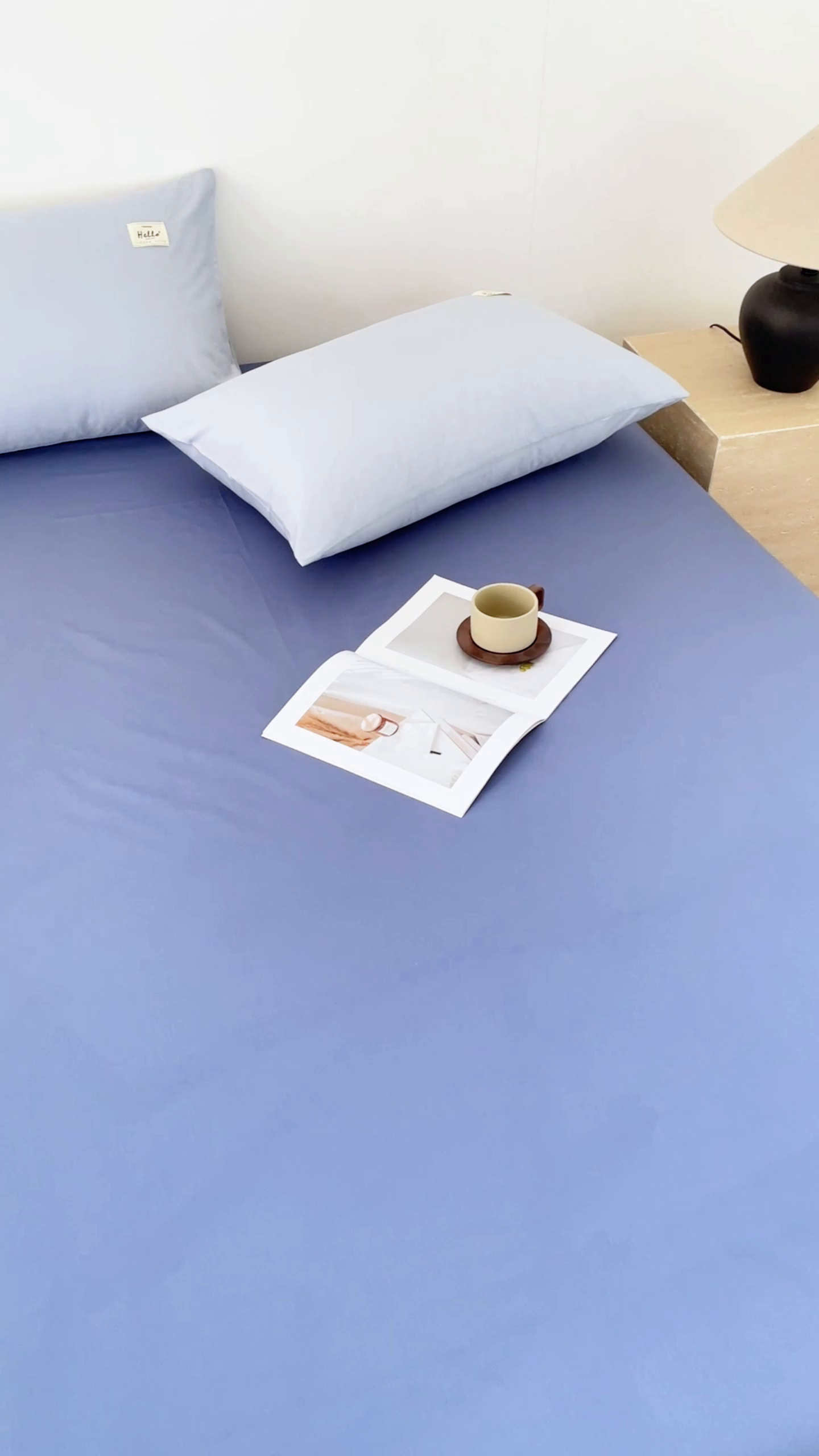 91家纺网 家纺一手货源 找家纺 有点武功 2026新款全棉纯棉40支13372纯色双拼四件套 天青色+宾利蓝