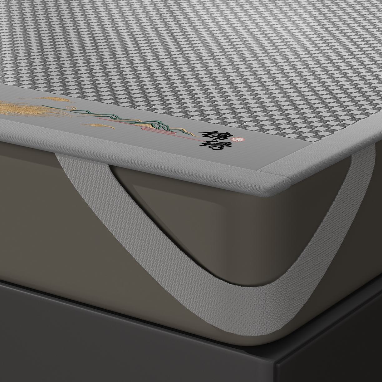 91家纺网 家纺一手货源 找家纺 （总）永旺家纺 2026新款羽毛刺绣冰藤席子凉席