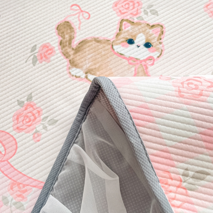 91家纺网 家纺一手货源 找家纺 柒月家居 2026新款斜纹凉感豆豆床裙款凉席 床裙-玫瑰园