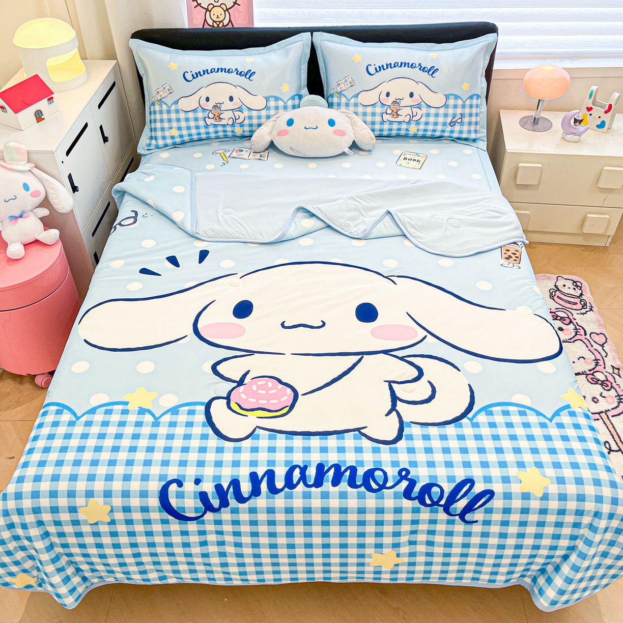 暮思家居 2026新款正版授权A类大版数码印花三丽鸥可组合仿锦氨夏被夏凉被空调被 快乐玉桂狗