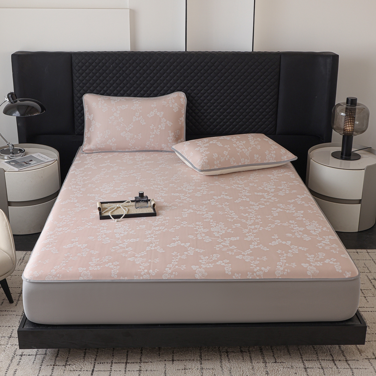 91家纺网 家纺一手货源 找家纺 （总）赛丽雅 2026新款A类PE提花床笠款凉感面料凉席防滑床罩