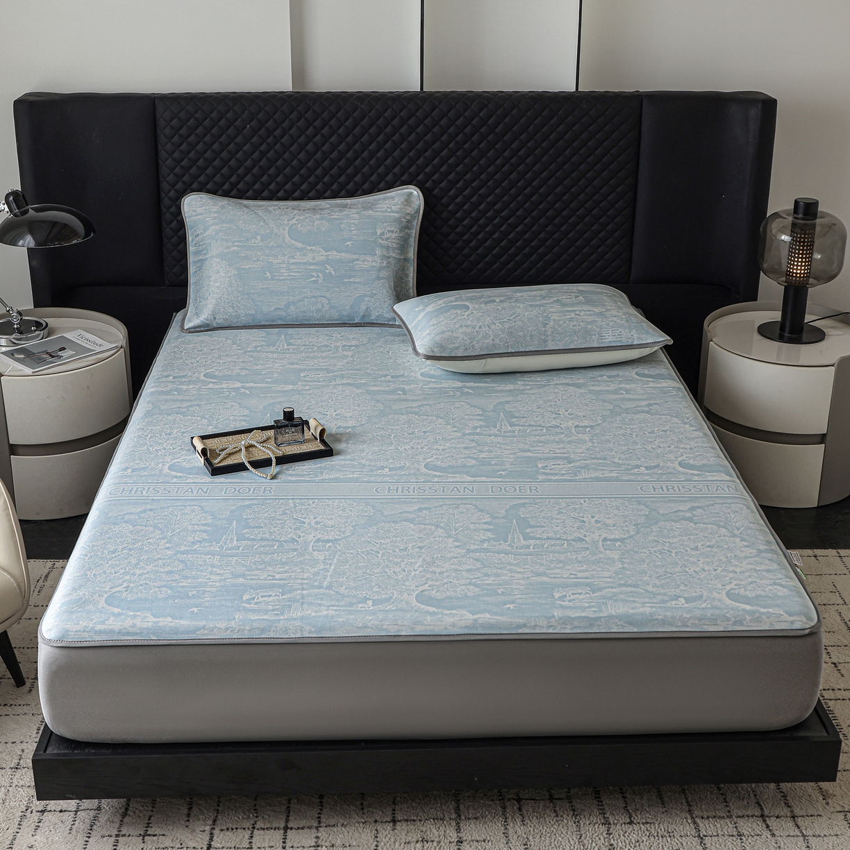 91家纺网 家纺一手货源 找家纺 （总）赛丽雅 2026新款A类PE提花床笠款凉感面料凉席防滑床罩