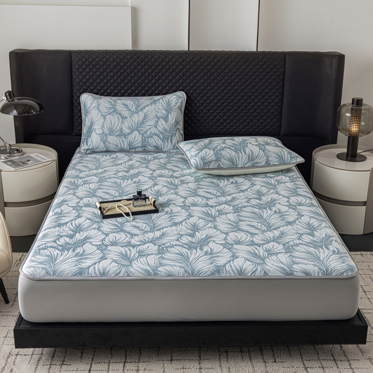 91家纺网 家纺一手货源 找家纺 （总）赛丽雅 2026新款A类PE提花床笠款凉感面料凉席防滑床罩