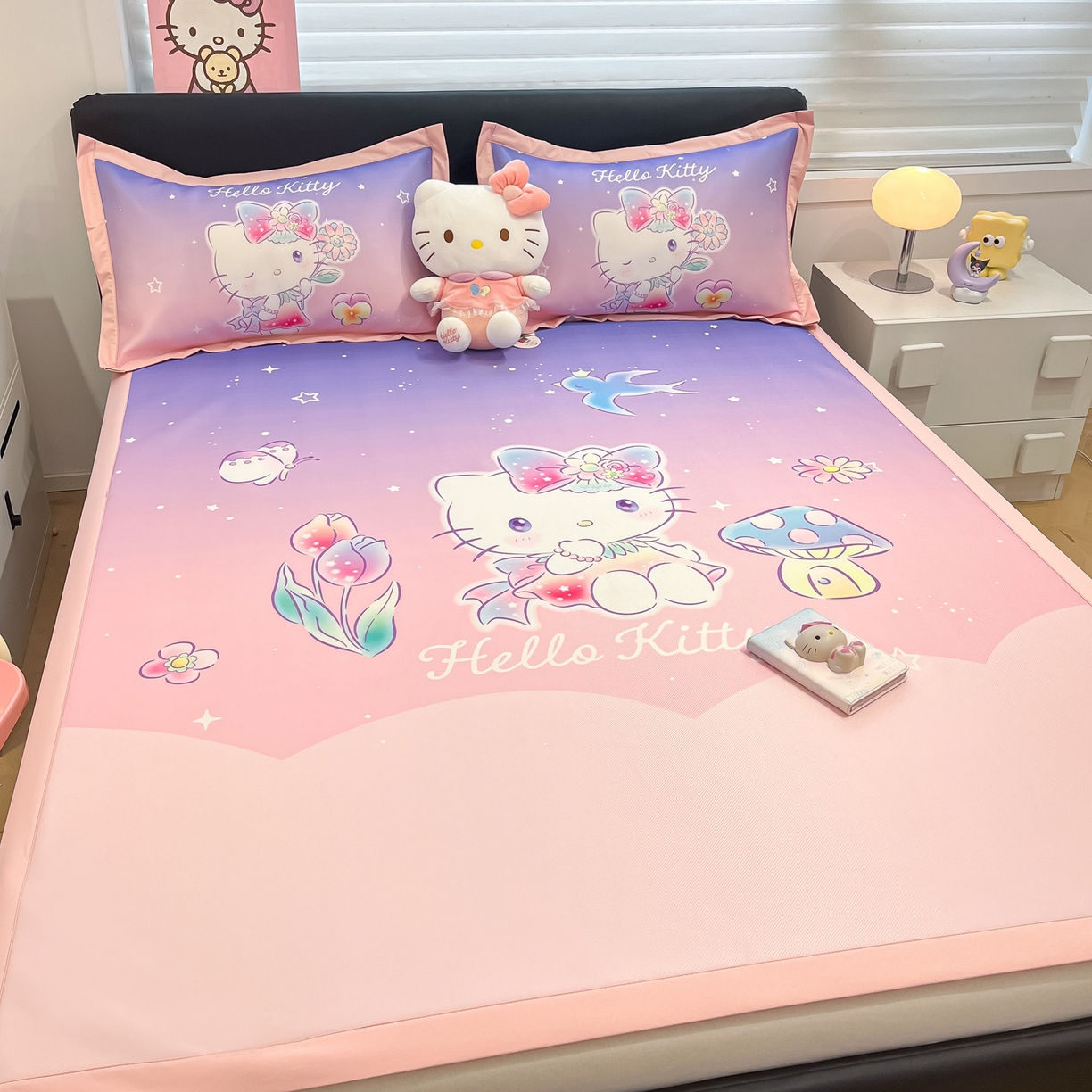 91家纺网 家纺一手货源 找家纺 暮思家居 2026新款正版授权A类大版数码印花三丽鸥可组合仿锦氨夏被夏凉被空调被 梦幻KT