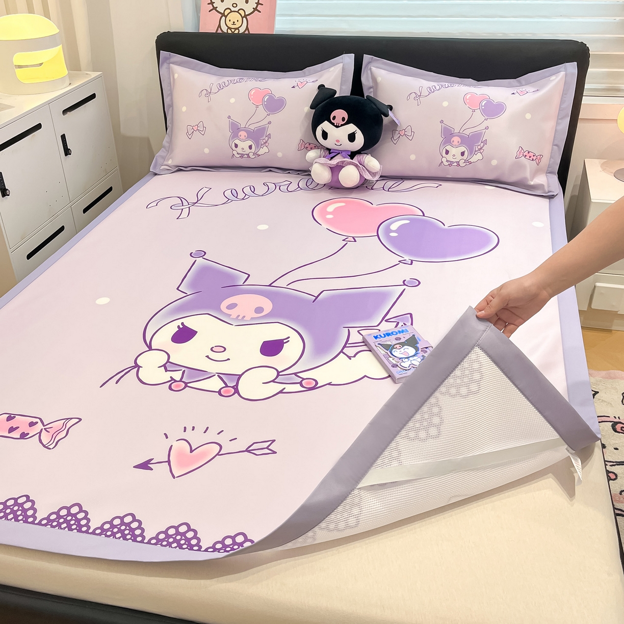 91家纺网 家纺一手货源 找家纺 暮思家居 2026新款正版授权A类大版数码印花三丽鸥可组合仿锦氨夏被夏凉被空调被 梦想库洛米