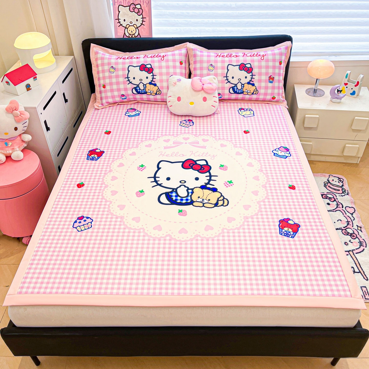 91家纺网 家纺一手货源 找家纺 暮思家居 2026新款正版授权A类大版数码印花三丽鸥可组合仿锦氨夏被夏凉被空调被 奶油KT