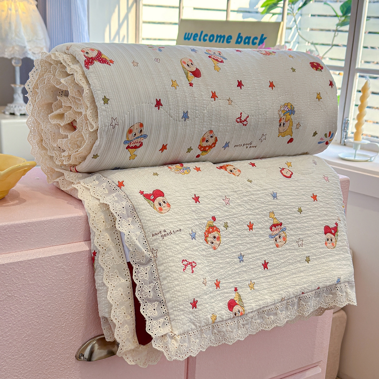 91家纺网 家纺一手货源 找家纺 （总）弗苓家纺 2026新款高克重泡芙棉花边款夏被夏凉被空调被四件套小红书推荐-风格一