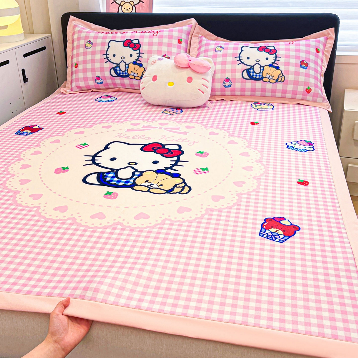 91家纺网 家纺一手货源 找家纺 暮思家居 2026新款正版授权A类大版数码印花三丽鸥可组合仿锦氨夏被夏凉被空调被 奶油KT