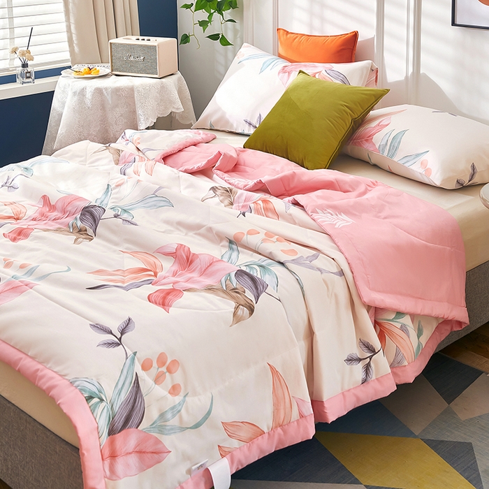 91家纺网 家纺一手货源 找家纺 黛妮雅 2026新款全棉夏被四件套单件夏被单双人空调被学生夏凉被 红颜