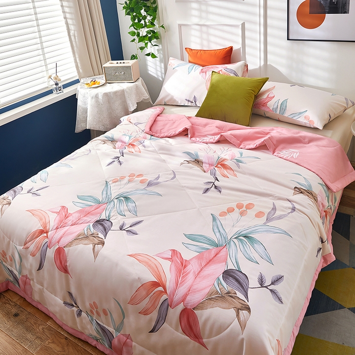 91家纺网 家纺一手货源 找家纺 黛妮雅 2026新款全棉夏被四件套单件夏被单双人空调被学生夏凉被 红颜