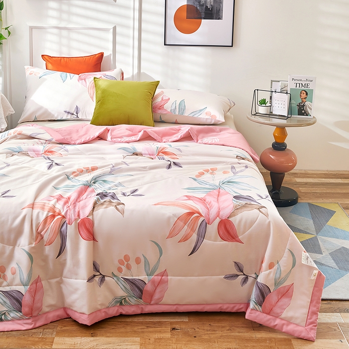 91家纺网 家纺一手货源 找家纺 黛妮雅 2026新款全棉夏被四件套单件夏被单双人空调被学生夏凉被 红颜