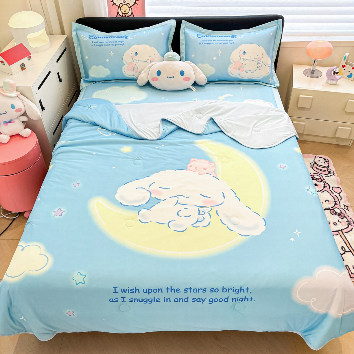 暮思家居 2026新款正版授权A类大版数码印花三丽鸥可组合仿锦氨夏被夏凉被空调被 晚安玉桂狗