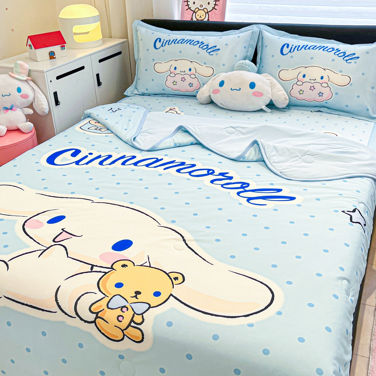 91家纺网 家纺一手货源 找家纺 暮思家居 2026新款正版授权A类大版数码印花三丽鸥可组合仿锦氨夏被夏凉被空调被 小熊玉桂狗