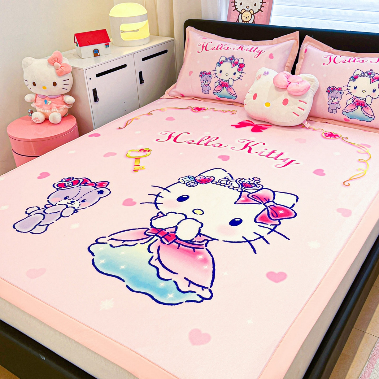 91家纺网 家纺一手货源 找家纺 暮思家居 2026新款正版授权A类大版数码印花三丽鸥可组合仿锦氨夏被夏凉被空调被 幸福KT