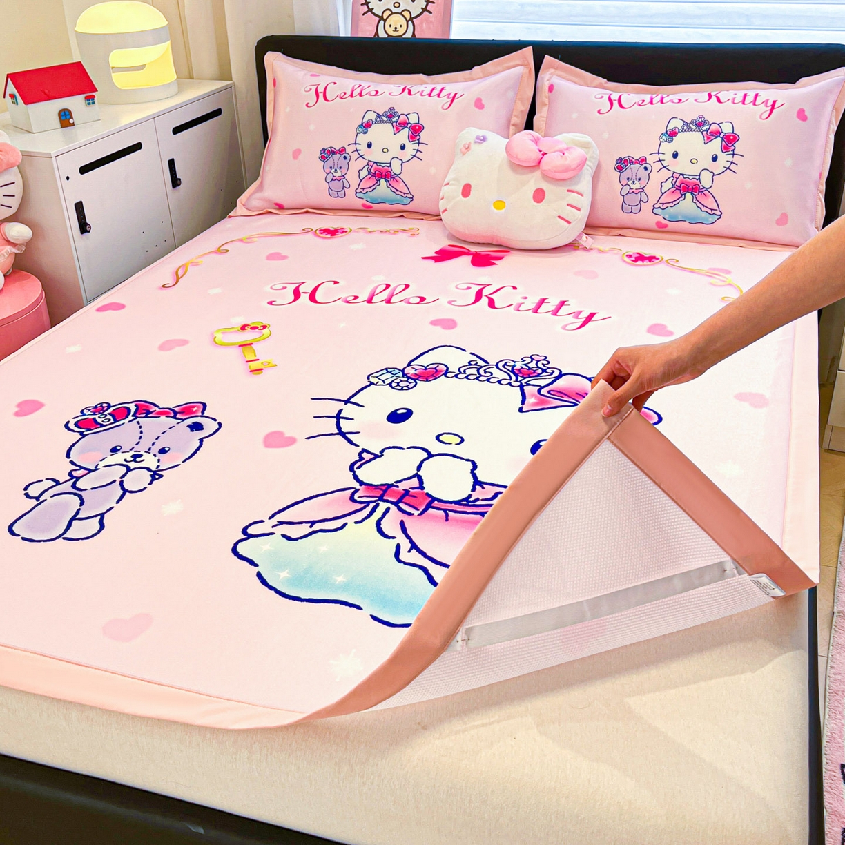 91家纺网 家纺一手货源 找家纺 暮思家居 2026新款正版授权A类大版数码印花三丽鸥可组合仿锦氨夏被夏凉被空调被 幸福KT