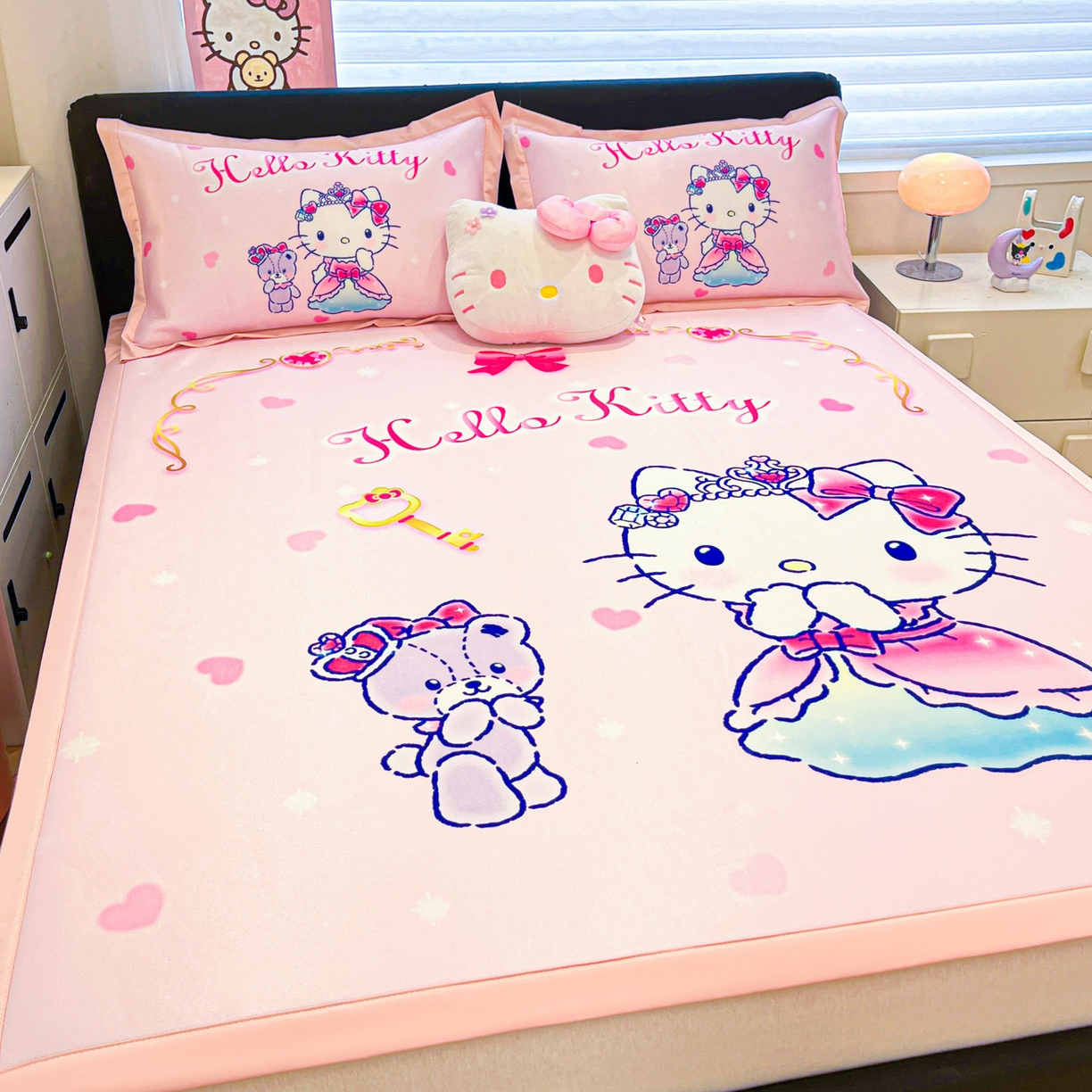 91家纺网 家纺一手货源 找家纺 暮思家居 2026新款正版授权A类大版数码印花三丽鸥可组合仿锦氨夏被夏凉被空调被 幸福KT