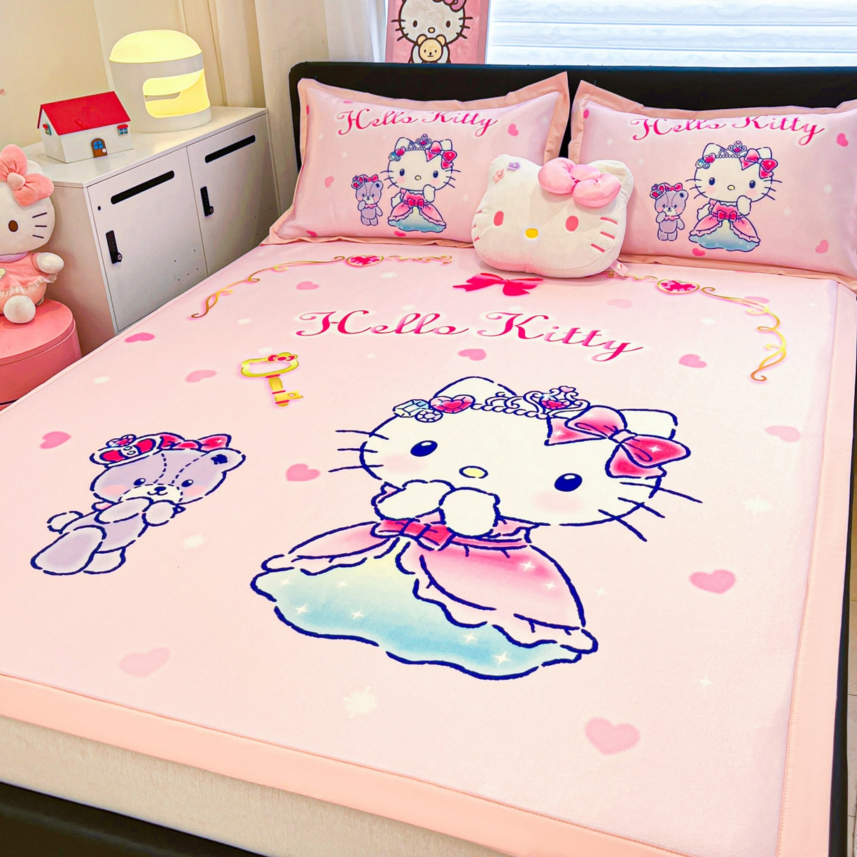 91家纺网 家纺一手货源 找家纺 暮思家居 2026新款正版授权A类大版数码印花三丽鸥可组合仿锦氨夏被夏凉被空调被 幸福KT