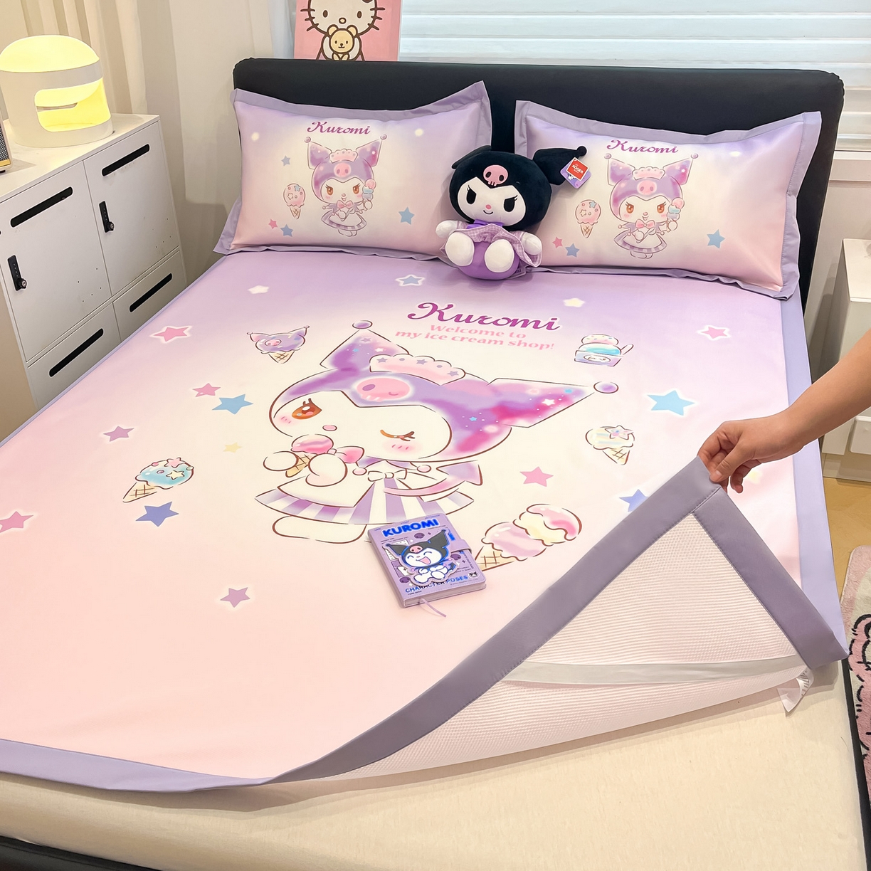 91家纺网 家纺一手货源 找家纺 暮思家居 2026新款正版授权A类大版数码印花三丽鸥可组合仿锦氨夏被夏凉被空调被 炫彩库洛米