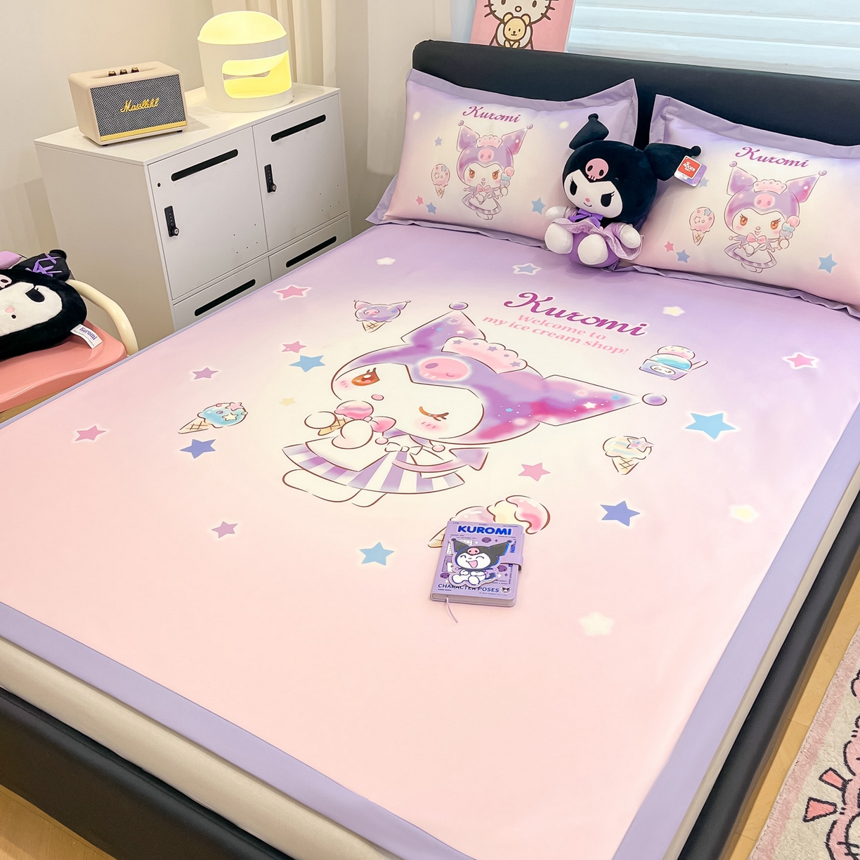 91家纺网 家纺一手货源 找家纺 暮思家居 2026新款正版授权A类大版数码印花三丽鸥可组合仿锦氨夏被夏凉被空调被 炫彩库洛米