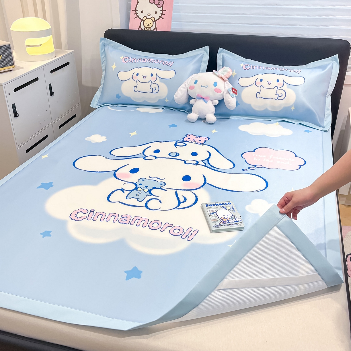 91家纺网 家纺一手货源 找家纺 暮思家居 2026新款正版授权A类大版数码印花三丽鸥可组合仿锦氨夏被夏凉被空调被 云朵玉桂狗