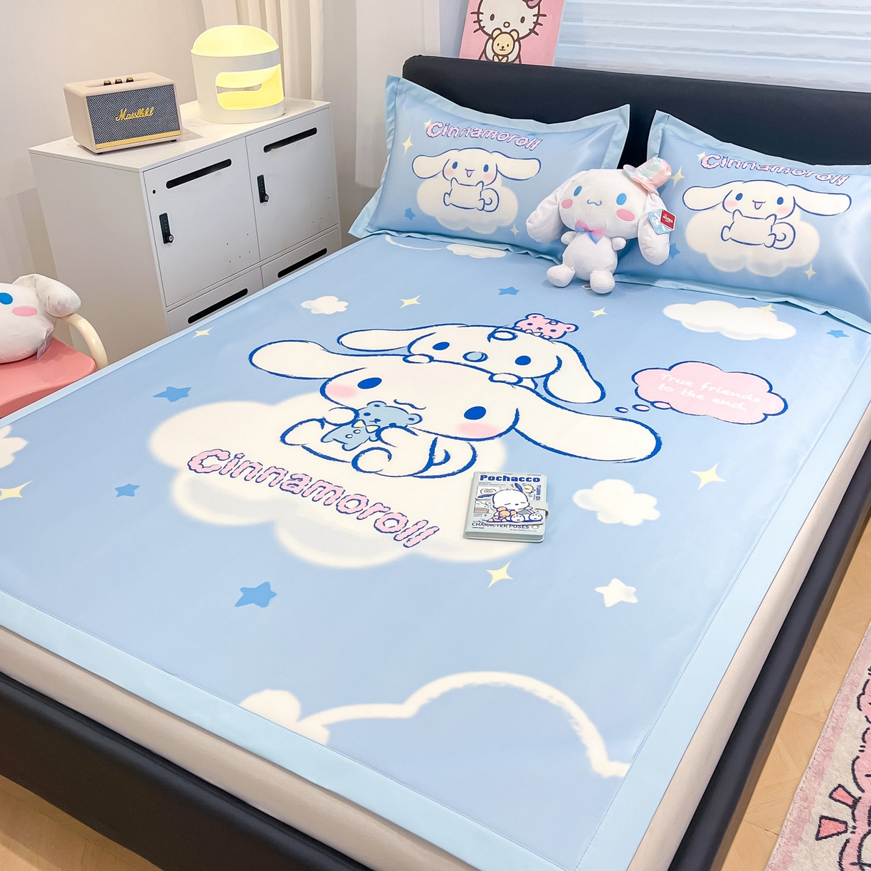 91家纺网 家纺一手货源 找家纺 暮思家居 2026新款正版授权A类大版数码印花三丽鸥可组合仿锦氨夏被夏凉被空调被 云朵玉桂狗