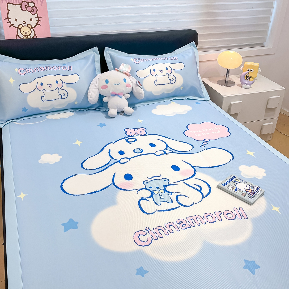 91家纺网 家纺一手货源 找家纺 暮思家居 2026新款正版授权A类大版数码印花三丽鸥可组合仿锦氨夏被夏凉被空调被 云朵玉桂狗