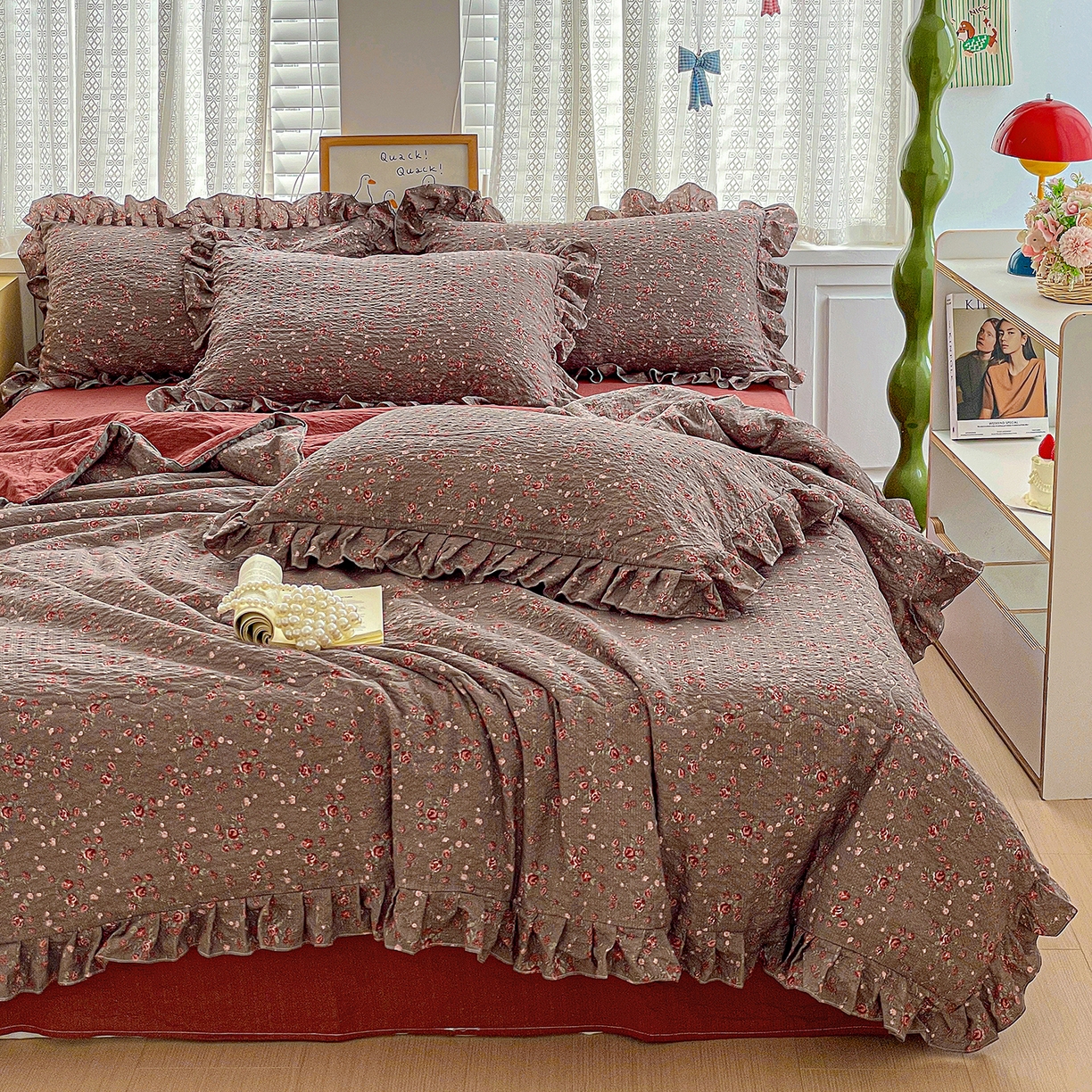 91家纺网 家纺一手货源 找家纺 （总）蓝极人 2026新款泡芙棉花边夏被四件套