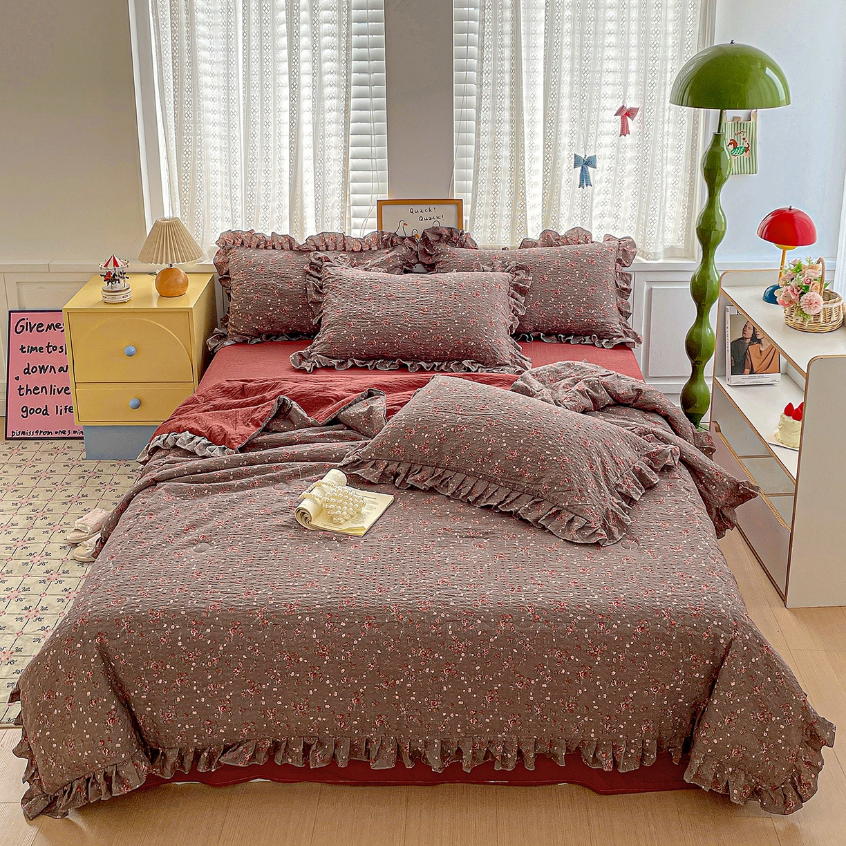 91家纺网 家纺一手货源 找家纺 （总）蓝极人 2026新款泡芙棉花边夏被四件套