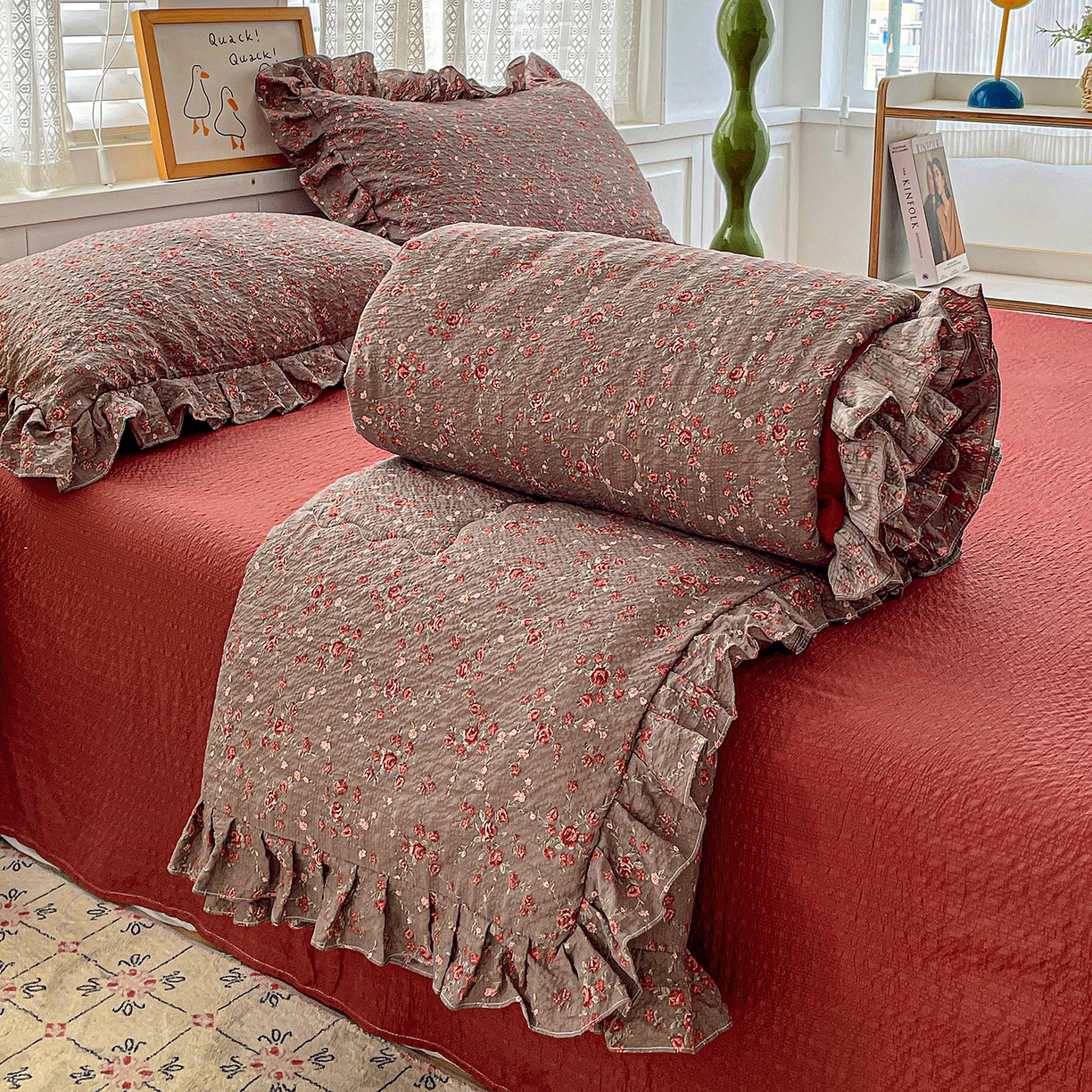 91家纺网 家纺一手货源 找家纺 （总）蓝极人 2026新款泡芙棉花边夏被四件套