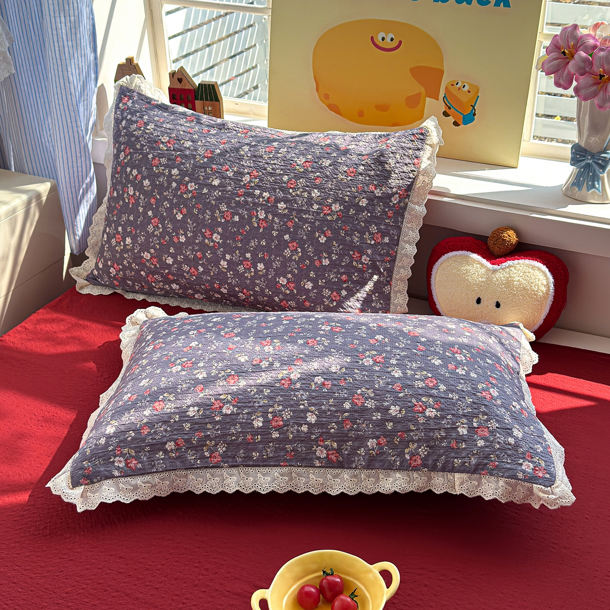 91家纺网 家纺一手货源 找家纺 弗苓家纺 2026新款高克重泡芙棉花边款夏被夏凉被空调被四件套小红书推荐-风格一 复古繁花