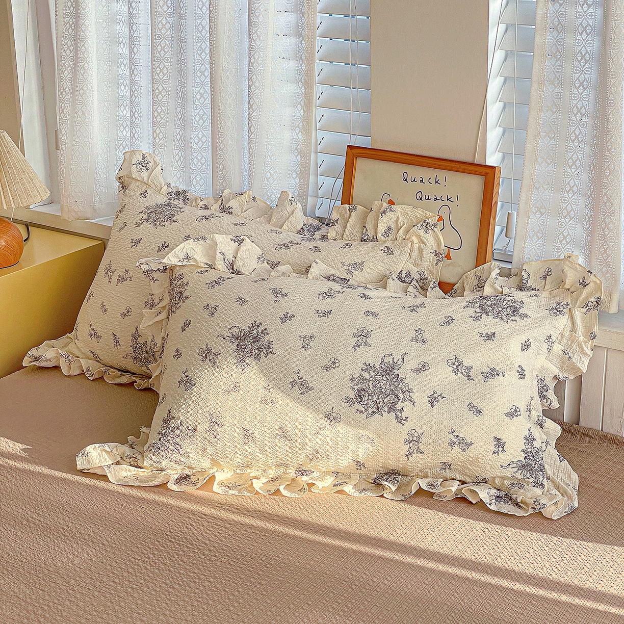 91家纺网 家纺一手货源 找家纺 蓝极人 2026新款泡芙棉花边夏被四件套 XB南洋