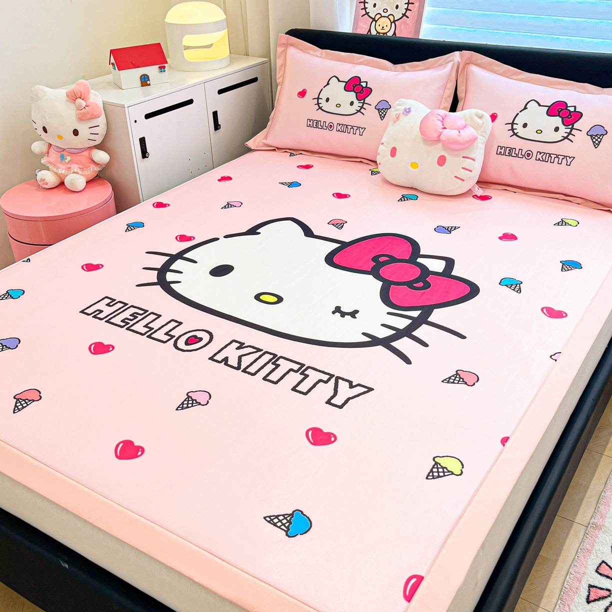 91家纺网 家纺一手货源 找家纺 暮思家居 2026新款正版授权A类大版数码印花三丽鸥枕套单品枕套枕套单件 甜筒KT