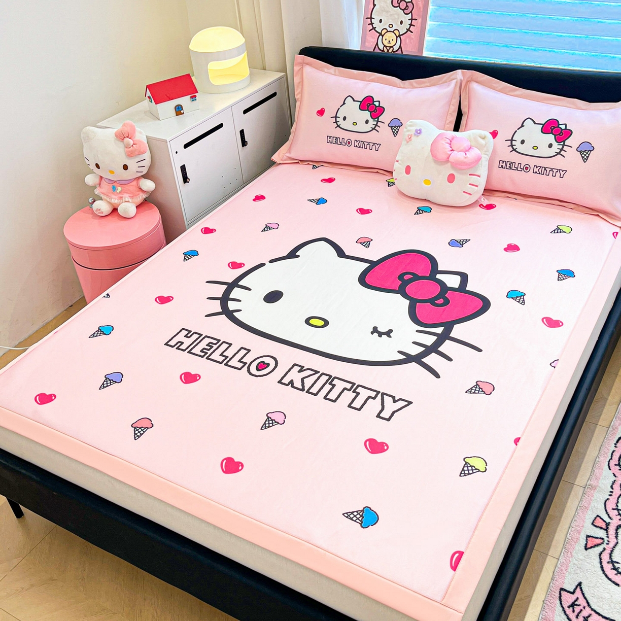 91家纺网 家纺一手货源 找家纺 暮思家居 2026新款正版授权A类大版数码印花三丽鸥枕套单品枕套枕套单件 甜筒KT