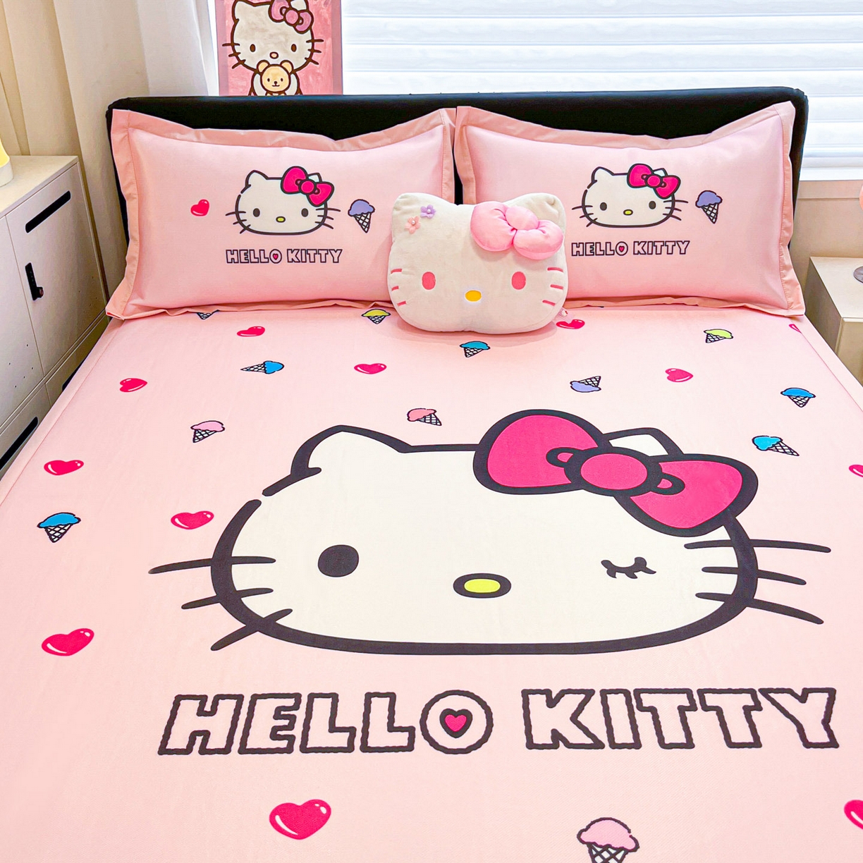 91家纺网 家纺一手货源 找家纺 暮思家居 2026新款正版授权A类大版数码印花三丽鸥枕套单品枕套枕套单件 甜筒KT