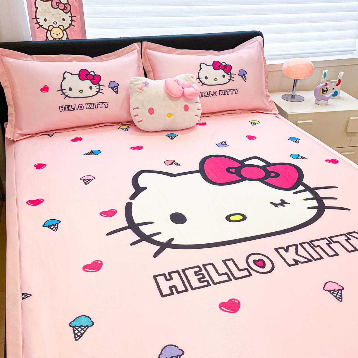 91家纺网 家纺一手货源 找家纺 暮思家居 2026新款正版授权A类大版数码印花三丽鸥枕套单品枕套枕套单件 甜筒KT