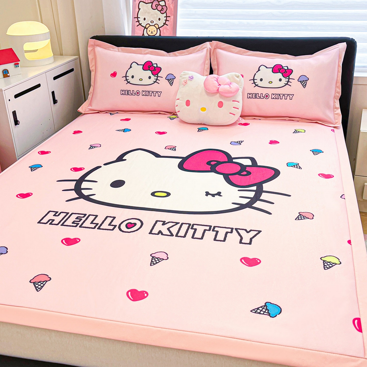 91家纺网 家纺一手货源 找家纺 暮思家居 2026新款正版授权A类大版数码印花三丽鸥枕套单品枕套枕套单件 甜筒KT